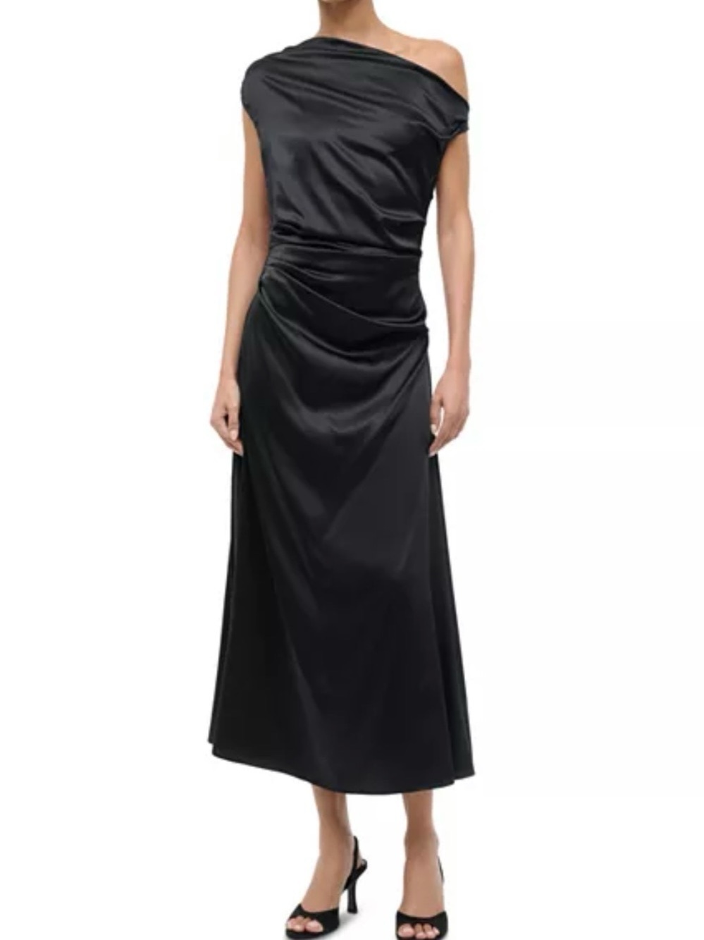 STAUD Black One-Shoulder Satin Gown - Picture 2 of 5